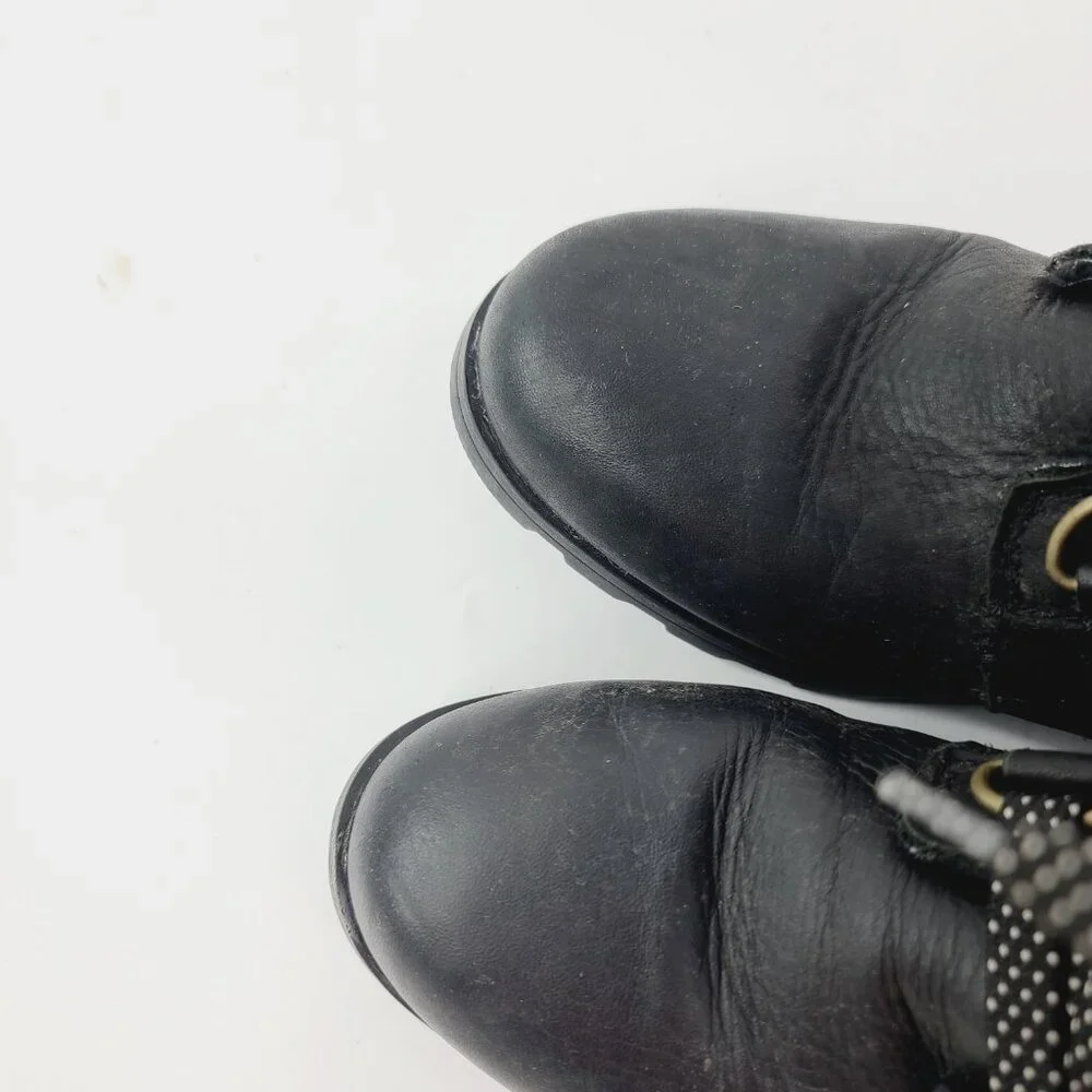 Sorel Women's Black Emelie NL2711-010 Leather Faux-Fur Lace-Up Winter Boots Sz 7